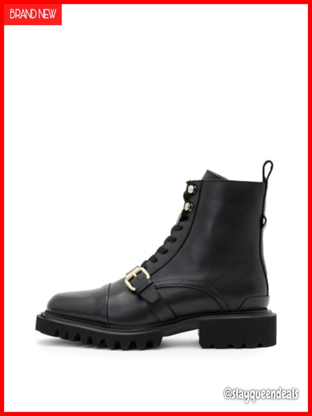 Cow Leather Lace Up Combat Boots Round Toe Mid Calf